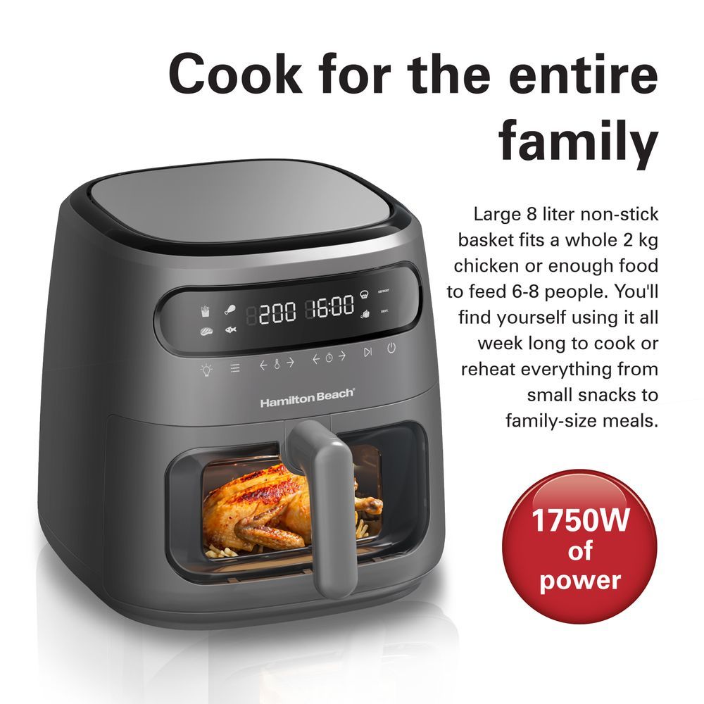 Hamilton Beach - Digital Air Fryer View 8L 1750W AFOGV8-ME - Matte Grey