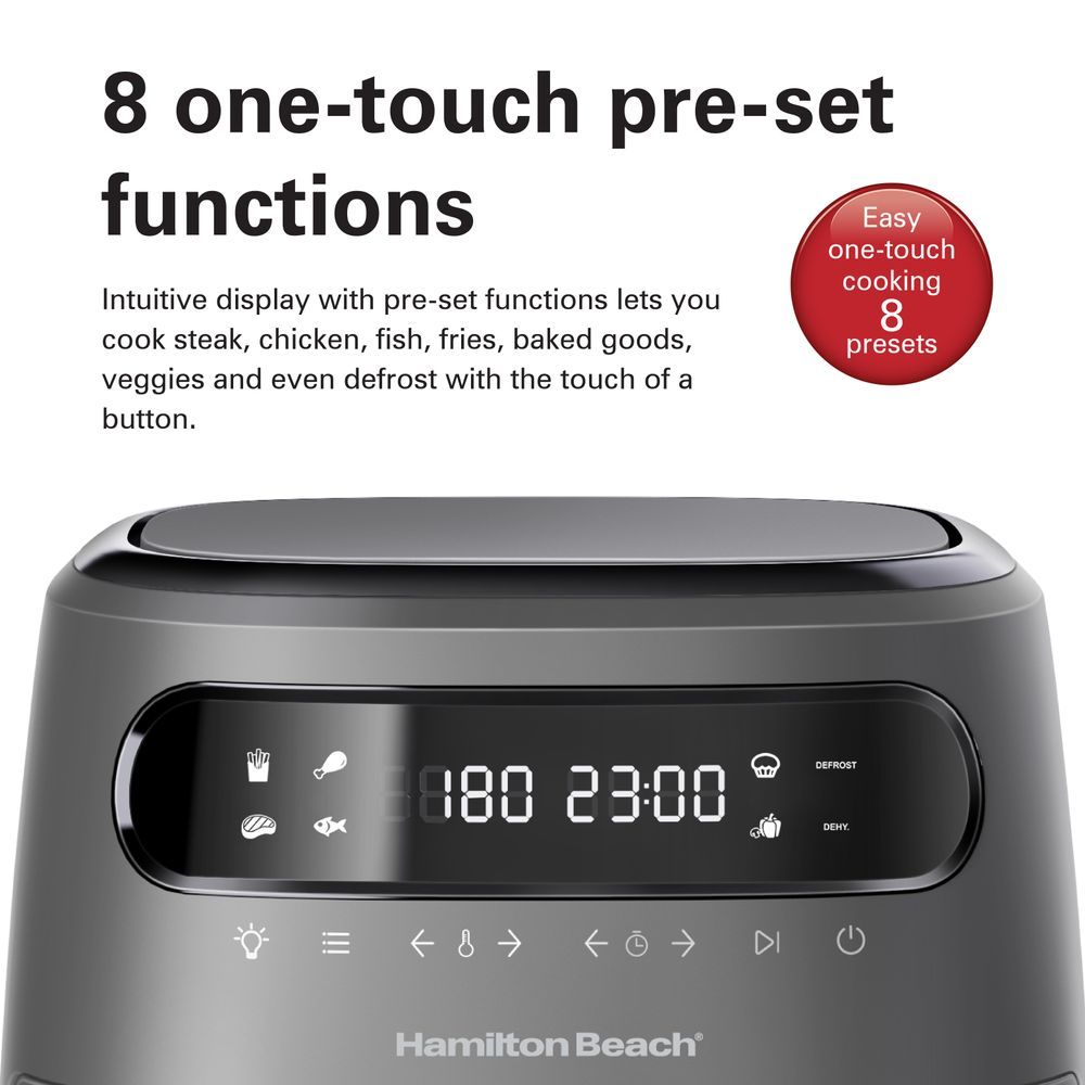 Hamilton Beach - Digital Air Fryer View 8L 1750W AFOGV8-ME - Matte Grey