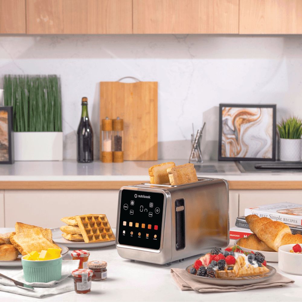 Nutricook - Toasti Digital Toaster - 2-Slice With Intuitive Touch-screen Display 850W - Silver