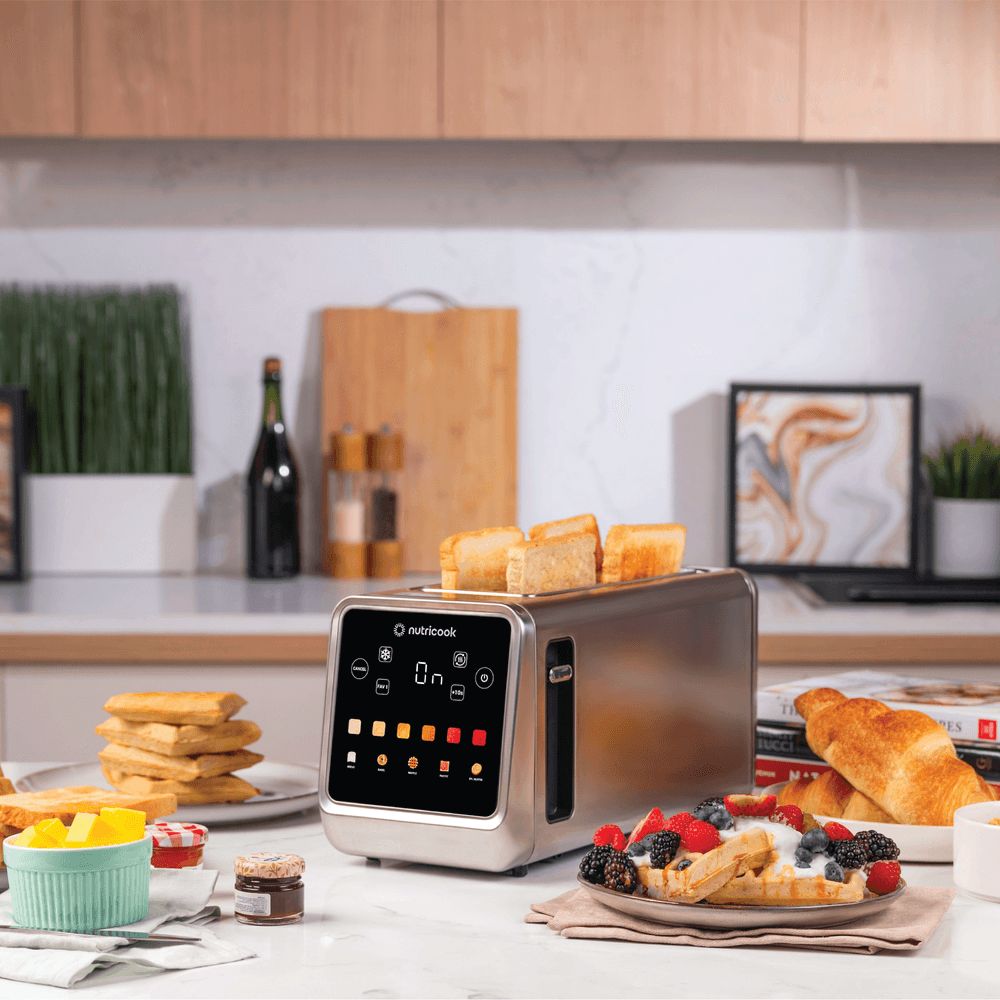 Nutricook - Toasti Digital Toaster - 4-Slice with Intuitive Touch-screen Display 1450W - Silver