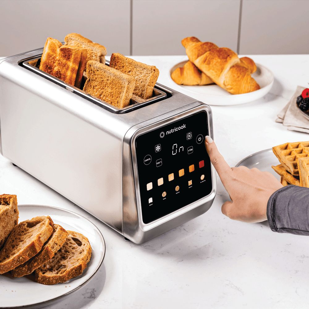 Nutricook - Toasti Digital Toaster - 4-Slice with Intuitive Touch-screen Display 1450W - Silver