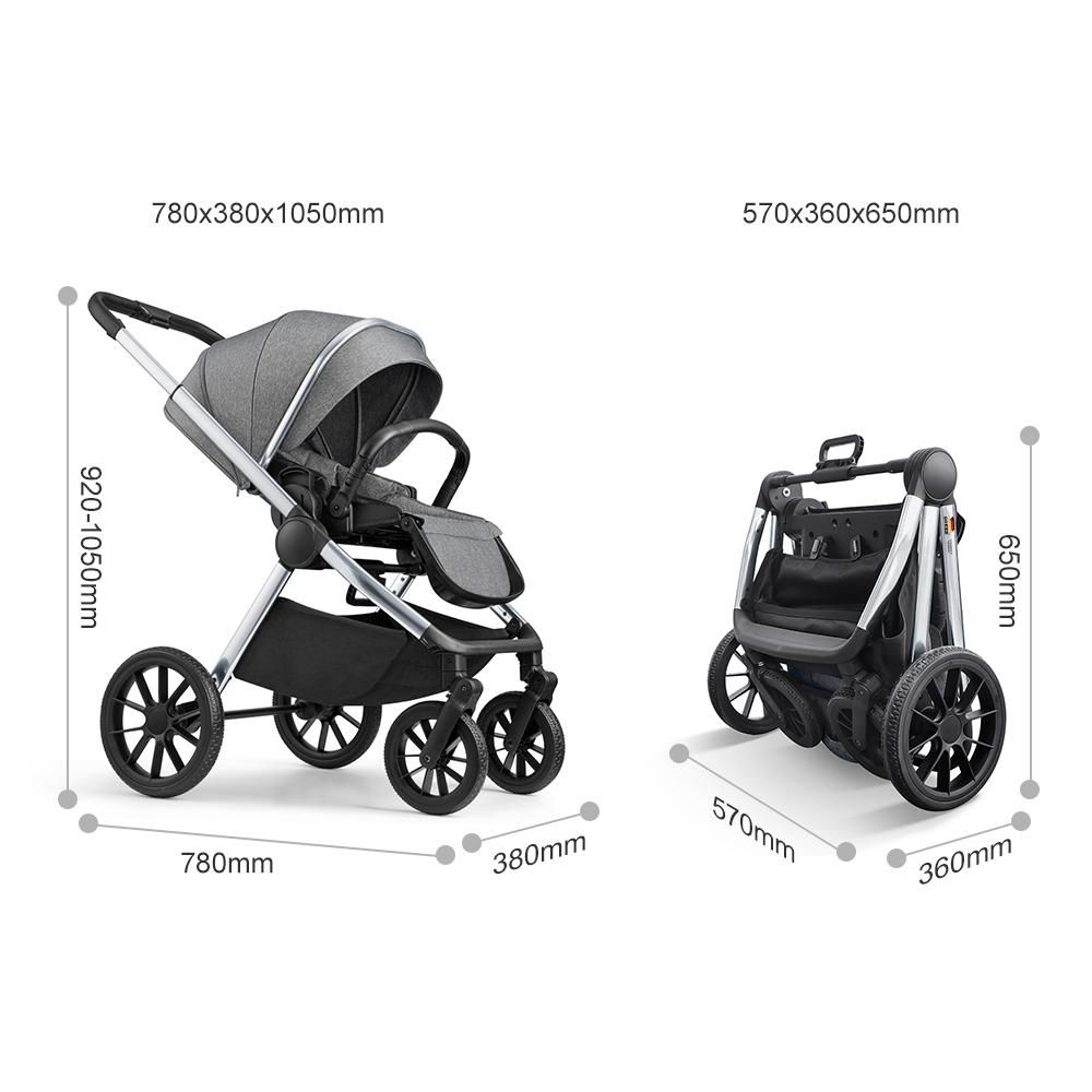 Gokke - Reversible Baby Stroller - BJ02GS - Grey & Silver