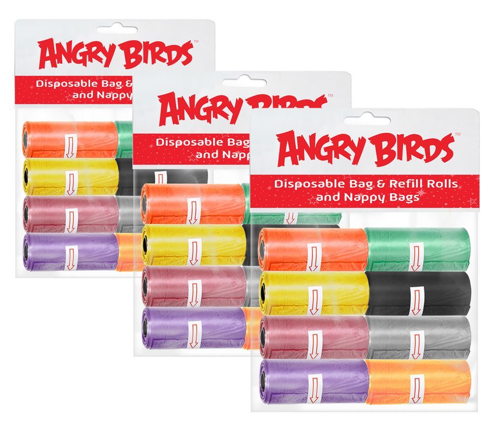 Angry Birds - Garbage Bag And Refill Rolls - Pack of 3 - 480pcs