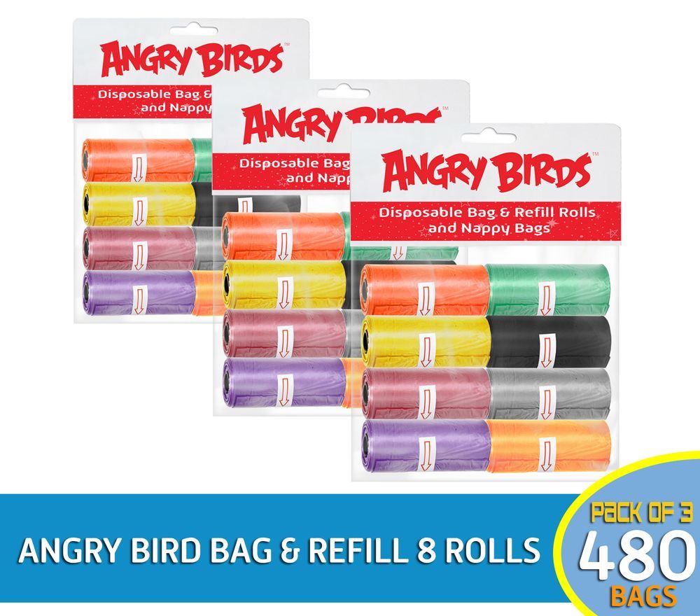 Angry Birds - Garbage Bag And Refill Rolls - Pack of 3 - 480pcs