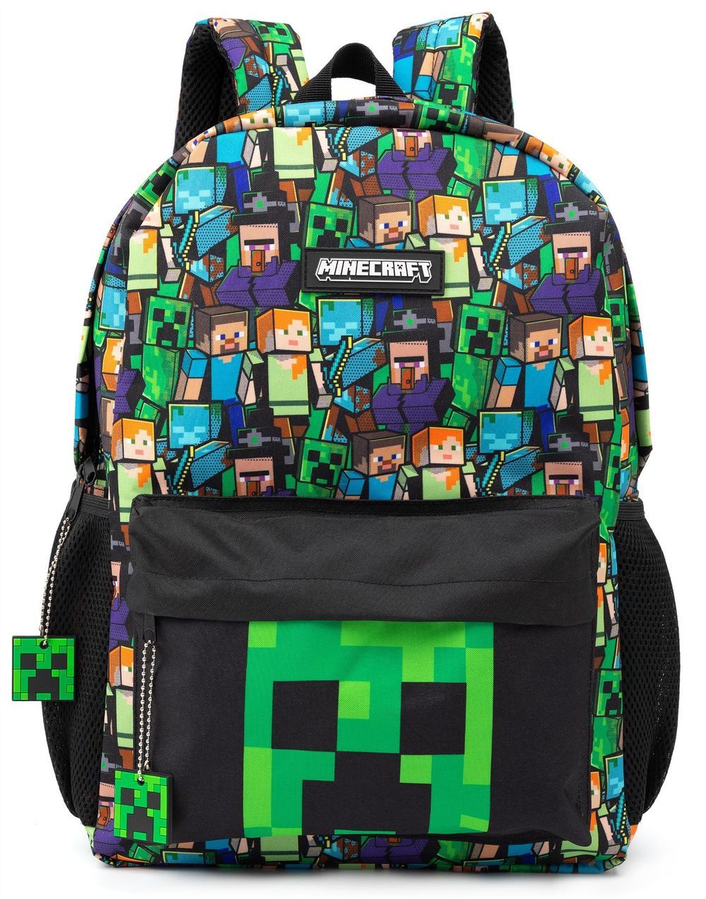 Bamboo Bark - Boys Minecraft Backpack - Black Creeper & Zombie All-Over Print