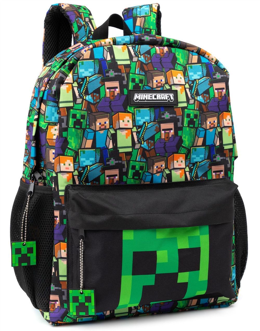 Bamboo Bark - Boys Minecraft Backpack - Black Creeper & Zombie All-Over Print