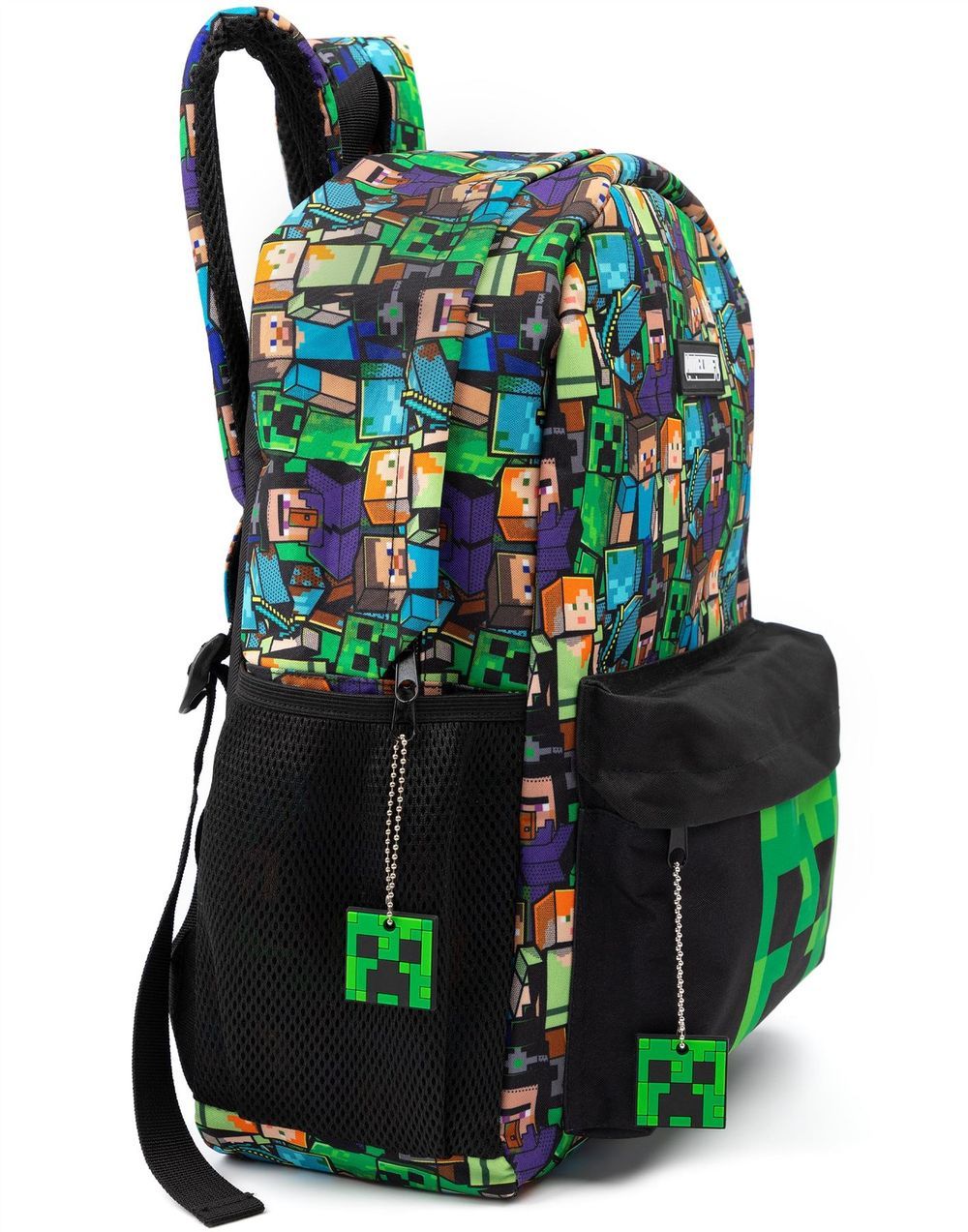 Bamboo Bark - Boys Minecraft Backpack - Black Creeper & Zombie All-Over Print