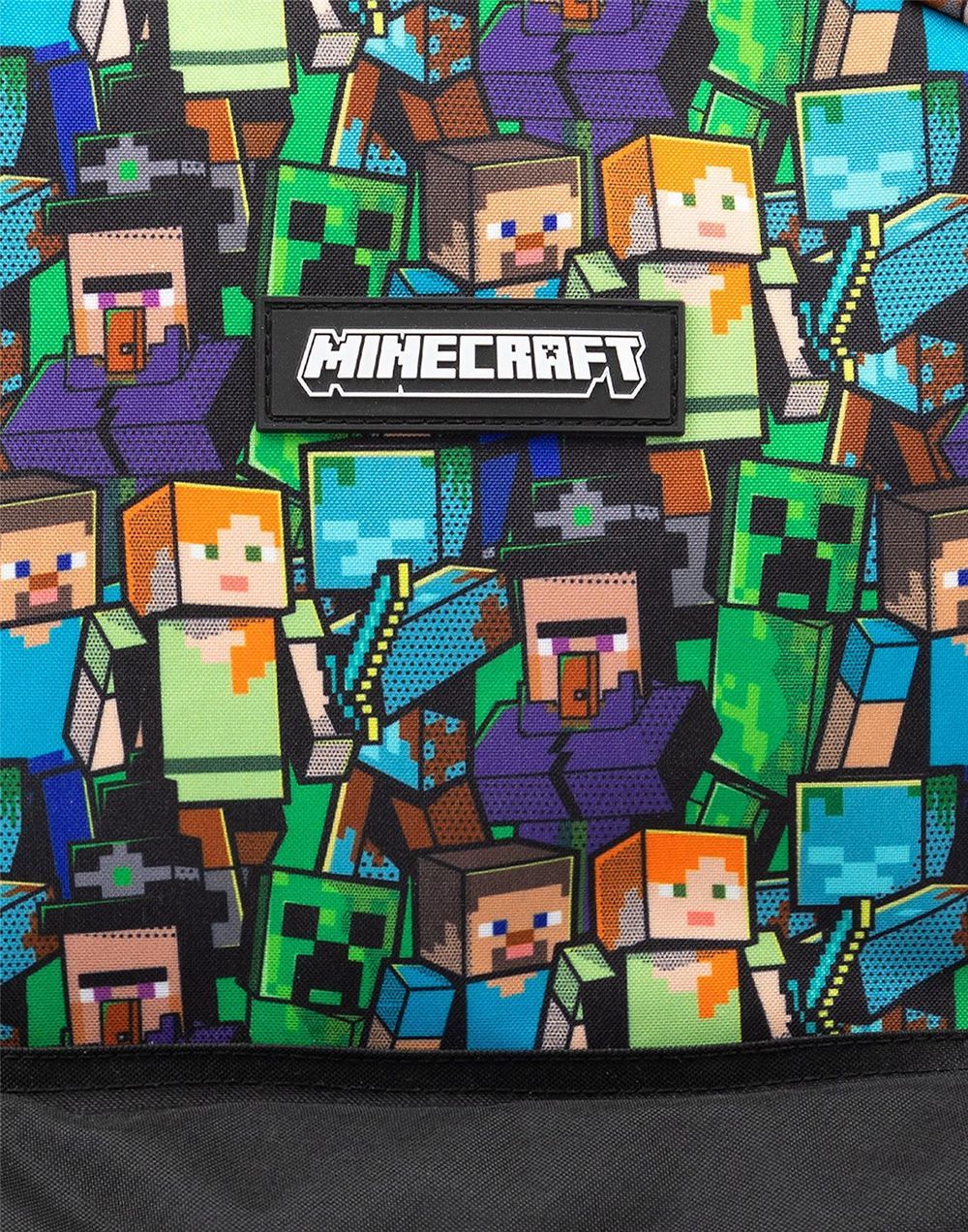 Bamboo Bark - Boys Minecraft Backpack - Black Creeper & Zombie All-Over Print