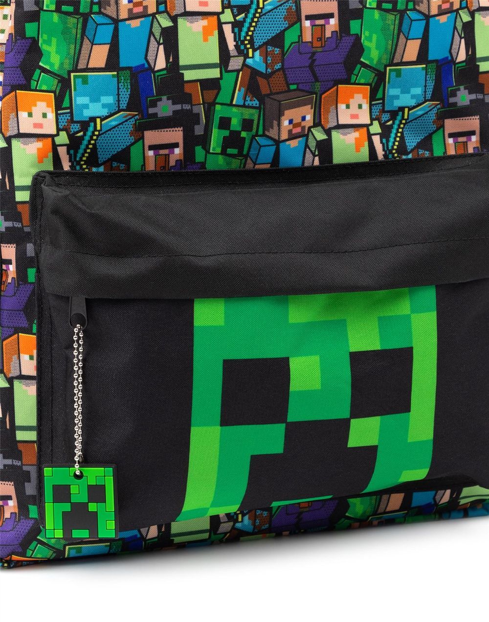 Bamboo Bark - Boys Minecraft Backpack - Black Creeper & Zombie All-Over Print