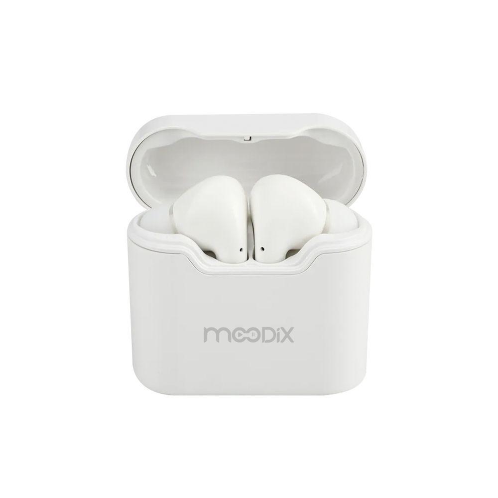 Moodix - Earbud Bluetooth Headphones With Charging Case - White