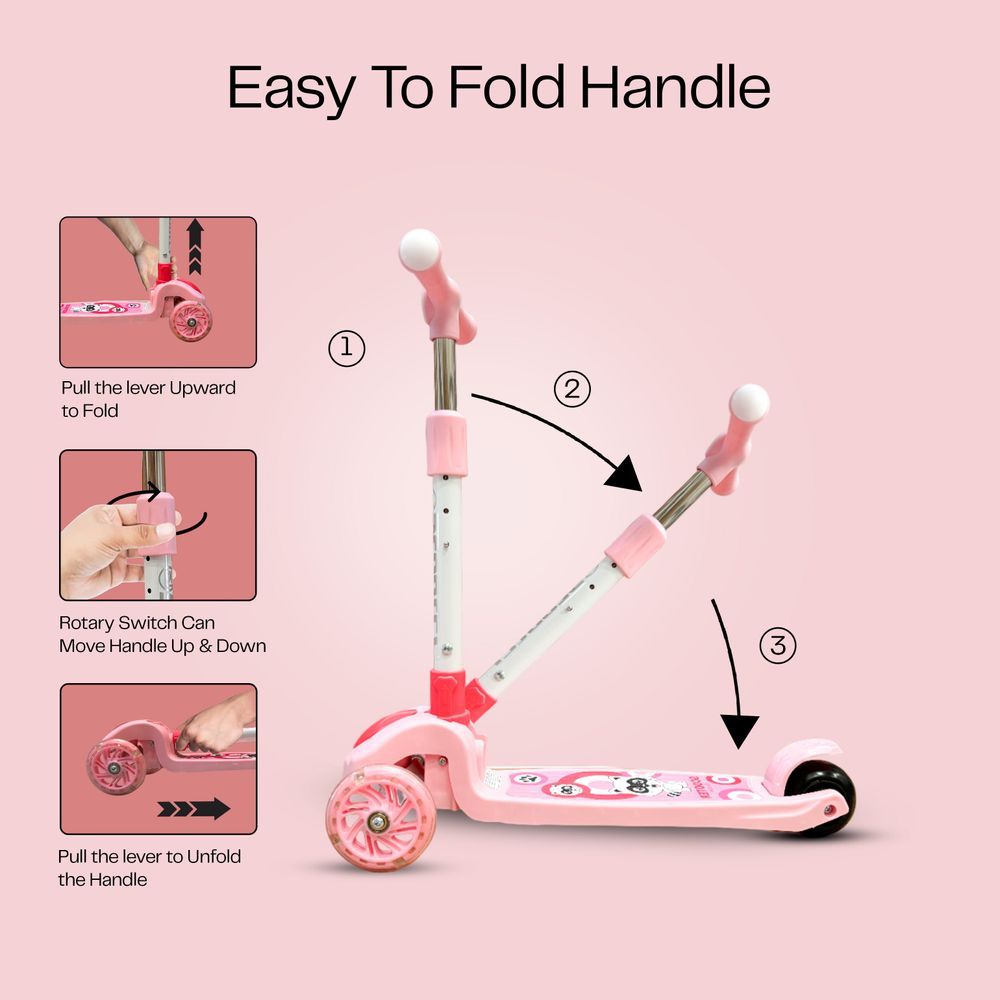 HOCC - Kids' Scooter With LED Lights - Pink