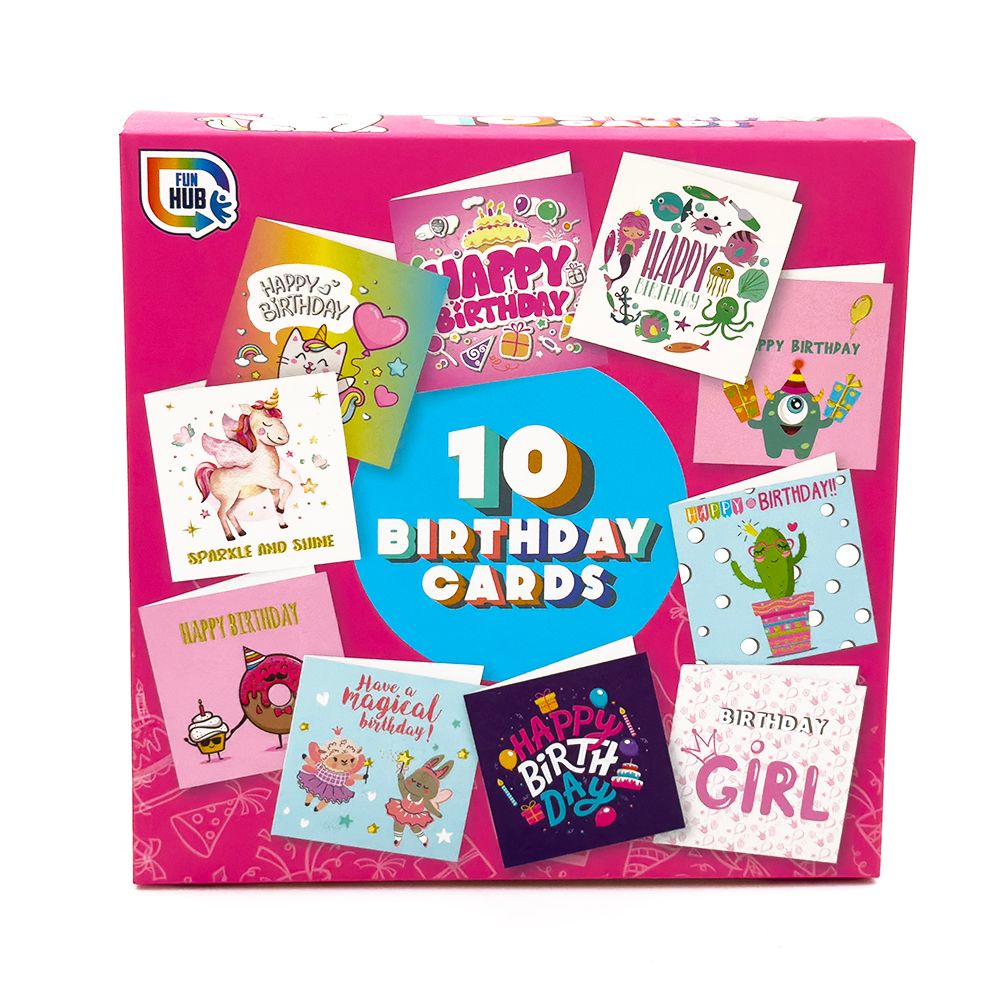 RMS - Birthday Cards With Envelopes For Girls And Boys - Pack Of 10 - Assorted