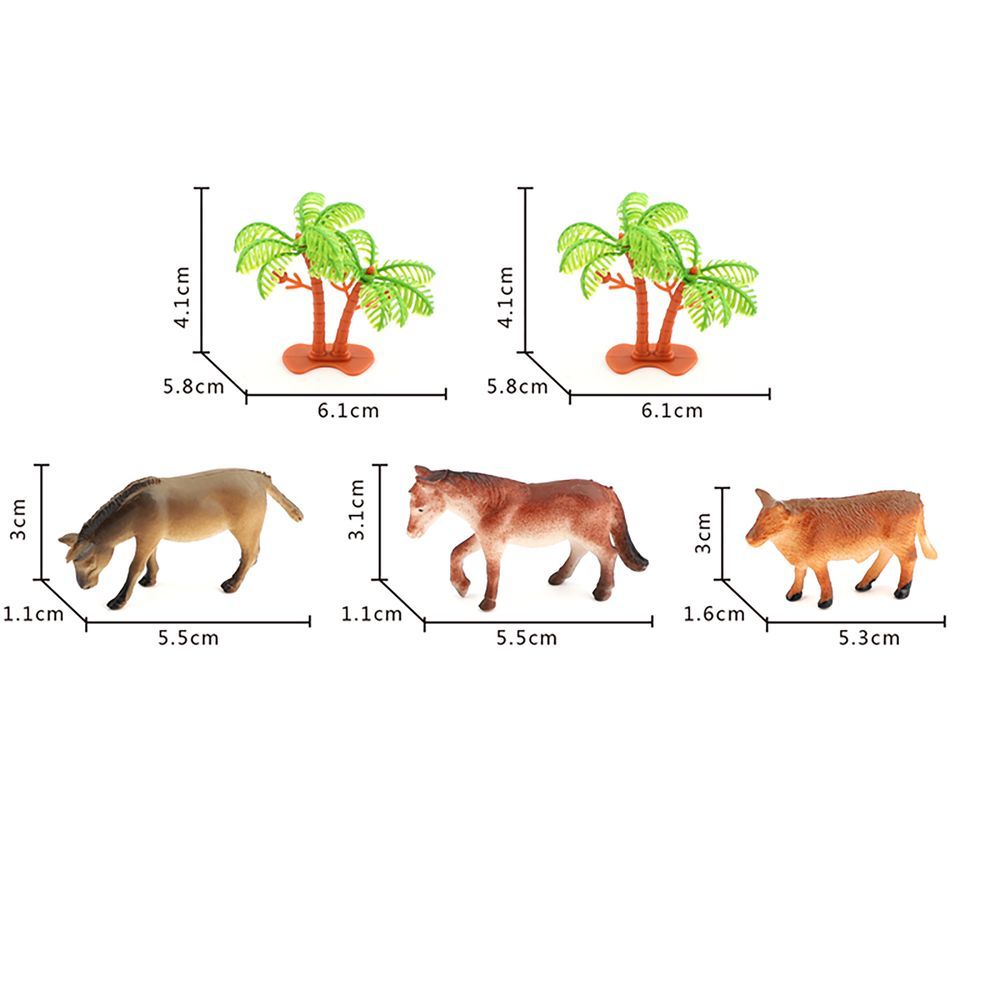 Galaxy Toys - Farmyard Friends Animal Figures With Palm Tree Set - 14 Pcs