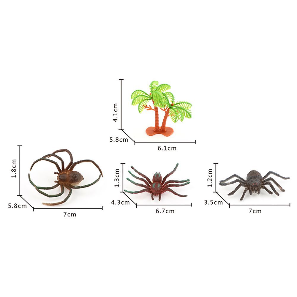 Galaxy Toys - Creepy Crawly Spider Figure And Palm Tree Set - 13 Pcs