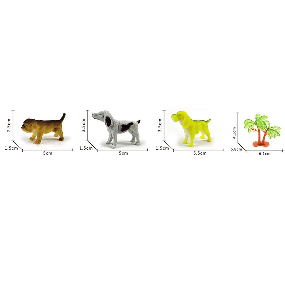 Galaxy Toys - World of Dogs Figure With Palm Tree Set - 14 Pcs