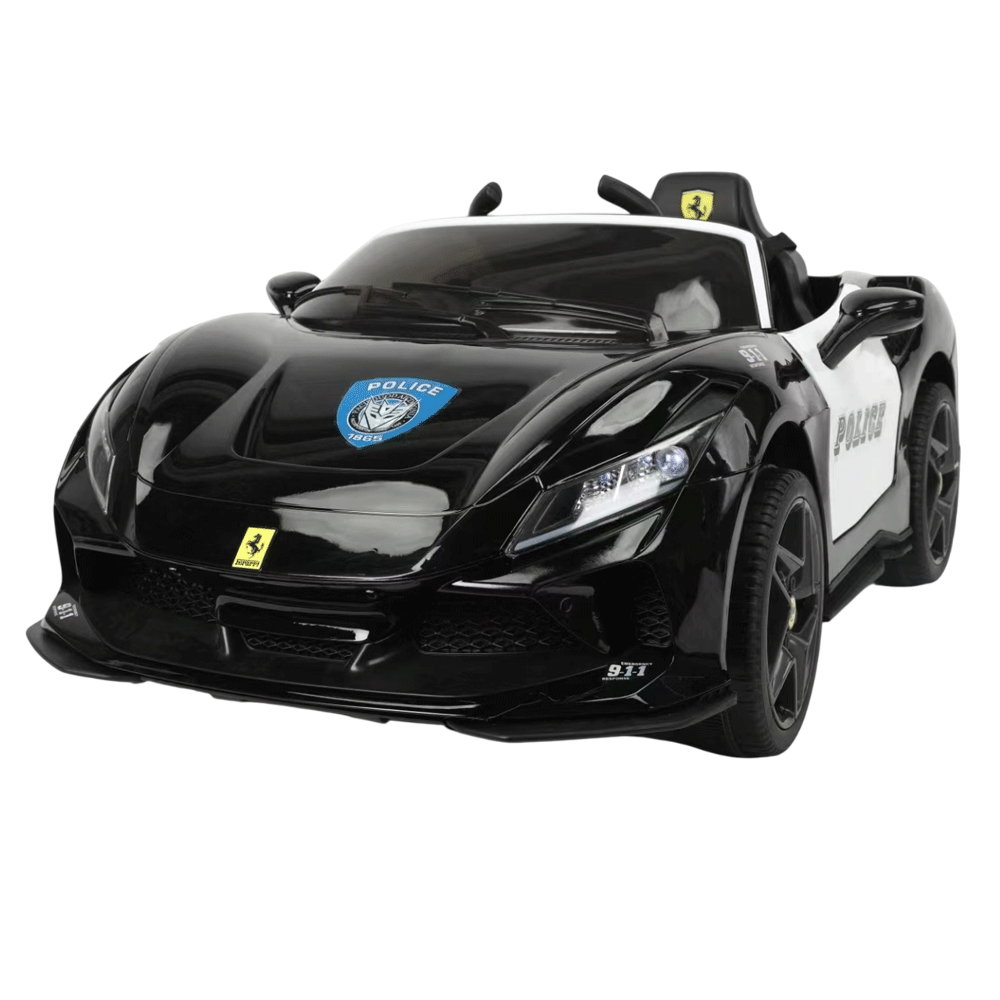 Amsham - Ferrari Styled F8 Police Kids Ride-on Electric Car 12V - Black