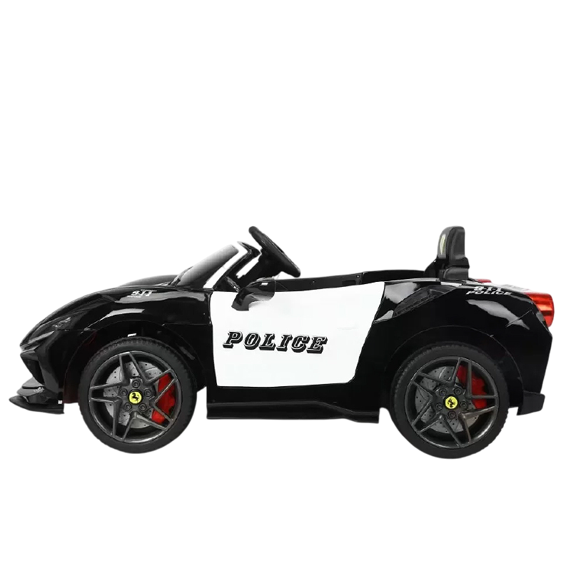 Amsham - Ferrari Styled F8 Police Kids Ride-on Electric Car 12V - Black