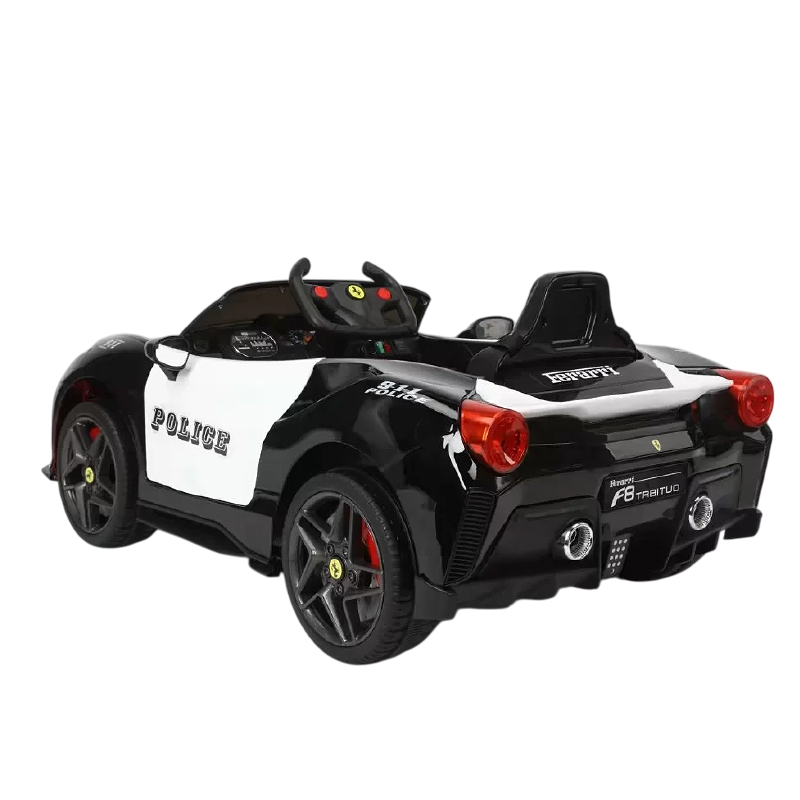 Amsham - Ferrari Styled F8 Police Kids Ride-on Electric Car 12V - Black