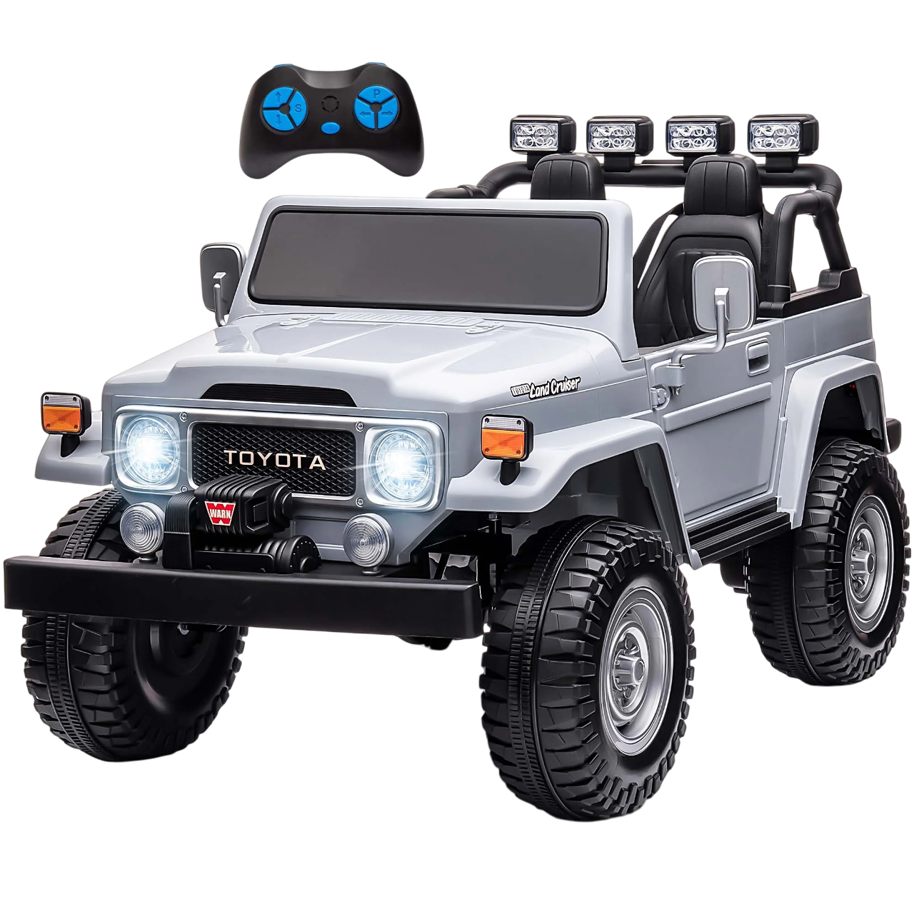 Toyota - Kids Remote Control Ride On Jeep - Light Grey - 24 V