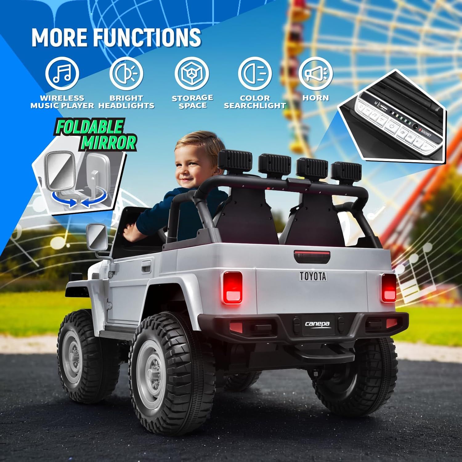 Toyota - Kids Remote Control Ride On Jeep - Light Grey - 24 V