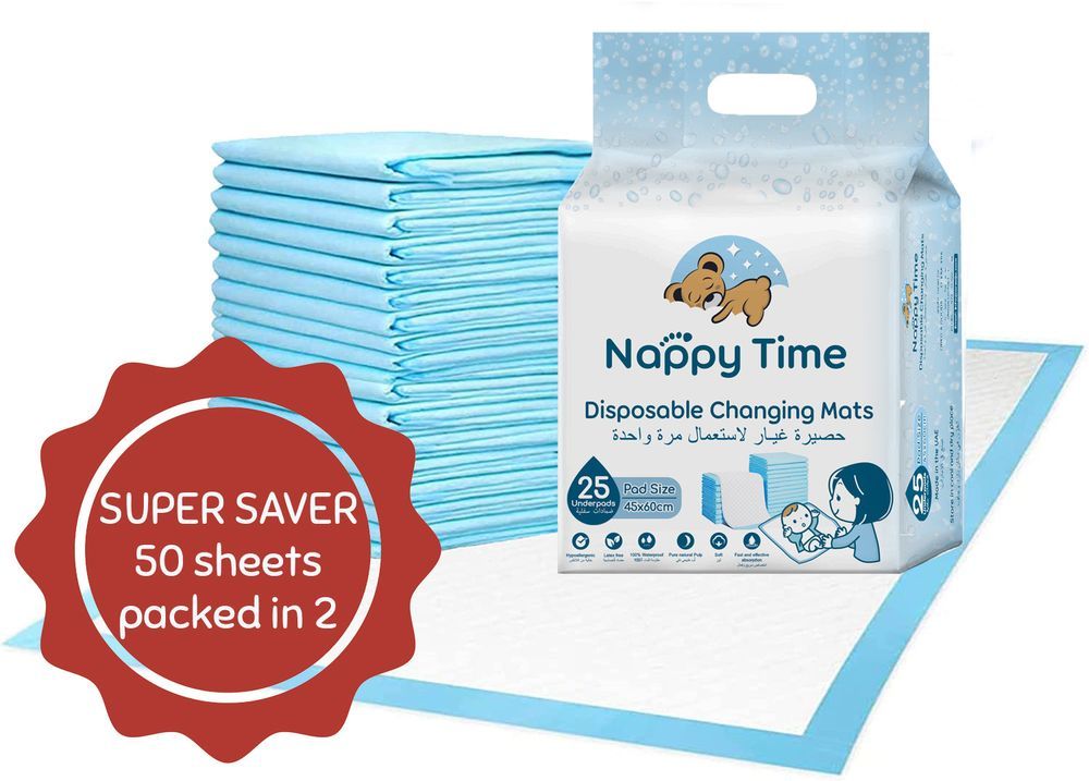 Nappy Time - Disposable Changing Mats - 50 Pcs - 45x60cm