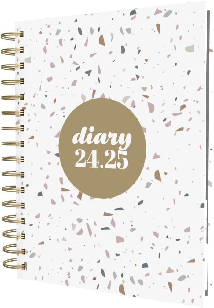 Collins - A5 Scandi Day To Page Diary 2024-25 - White Terrazzo