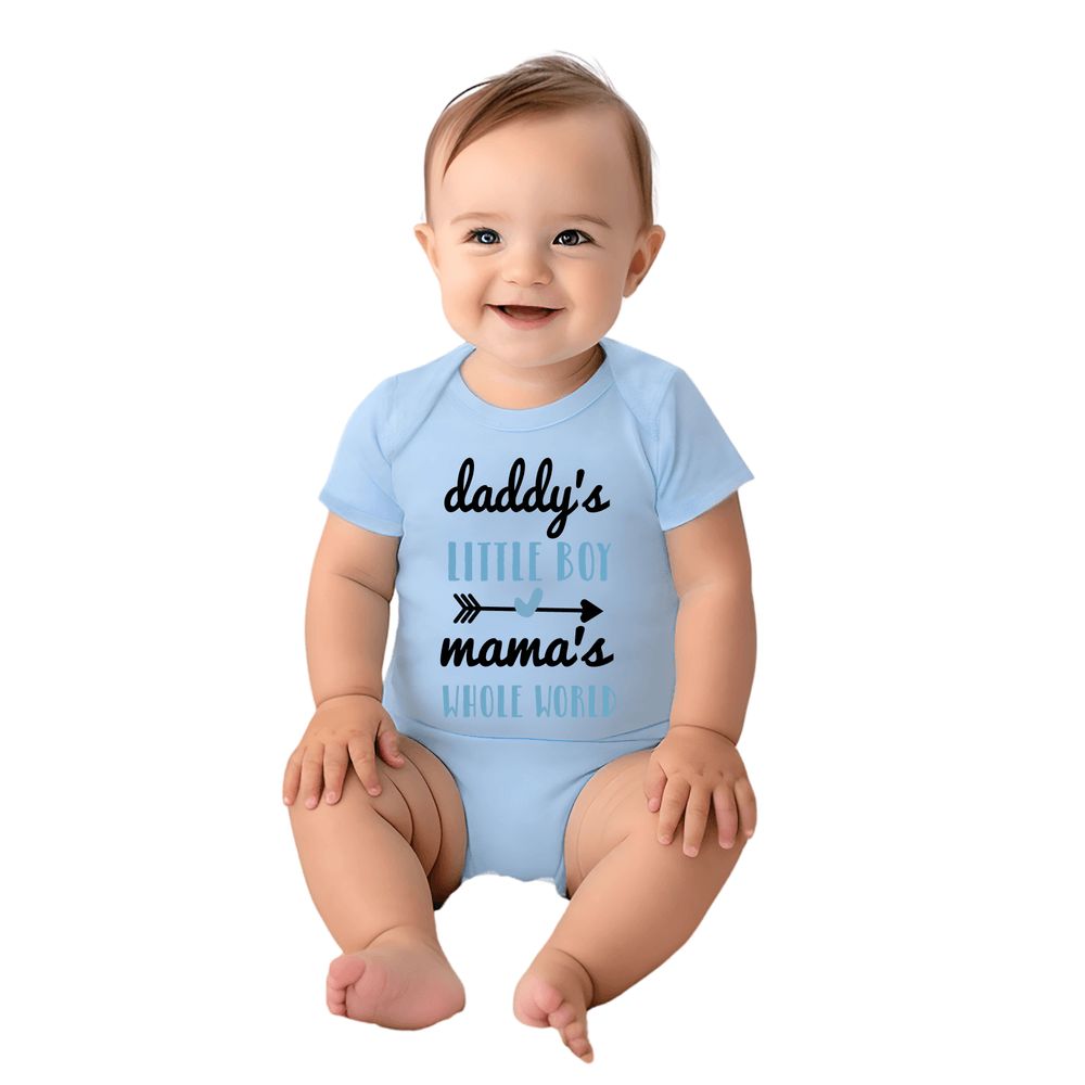 Matching Family Outfits - Daddy's Little Boy Baby Romper - Blue