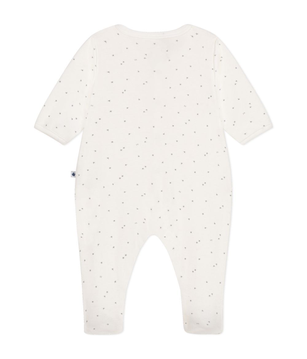 Petit Bateau - Star Printed Babies' Cotton Sleepsuit - White