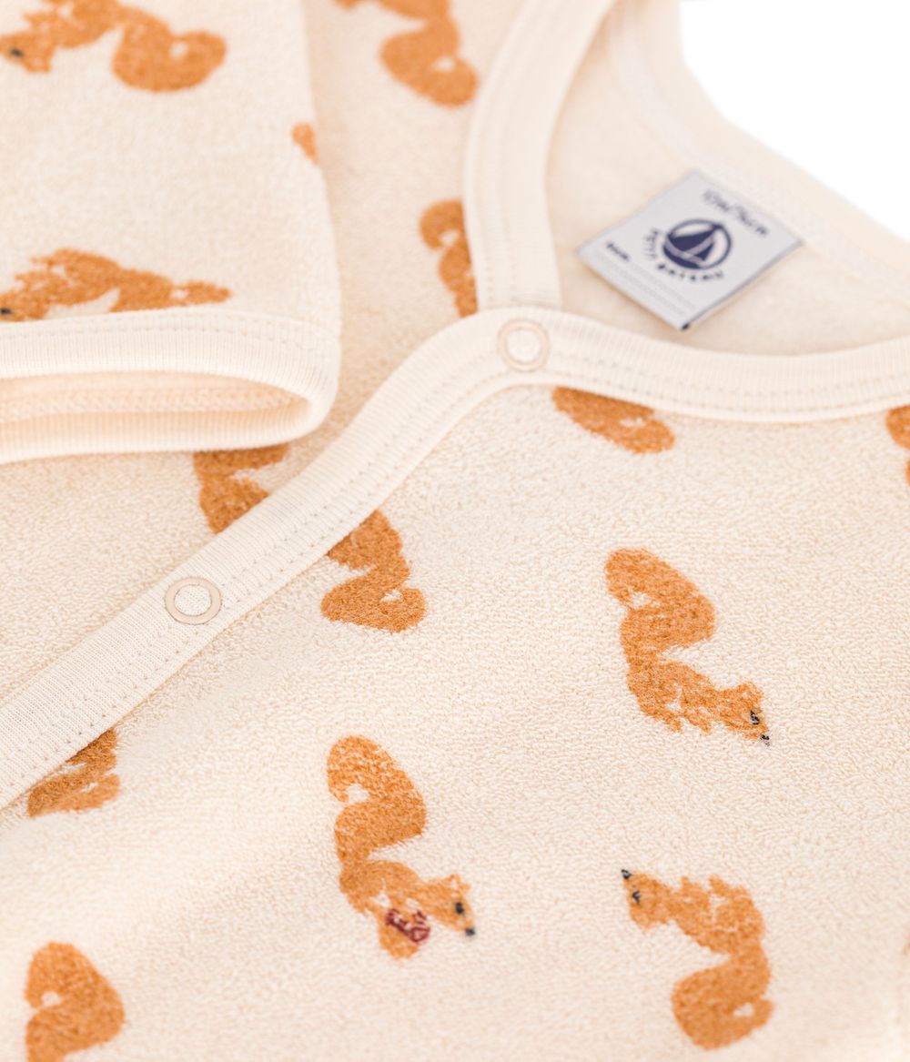 Petit Bateau - Babies' Squirrel Printed Footless Sleepsuit In Terry Towelling - Avalanche White