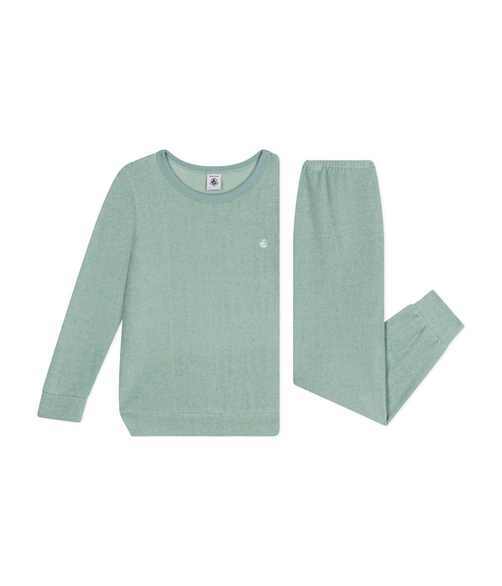 Petit Bateau - 2pc-Set Children's Plain T-Shirt And Pyjamas In Brushed Terry Towelling - Paul