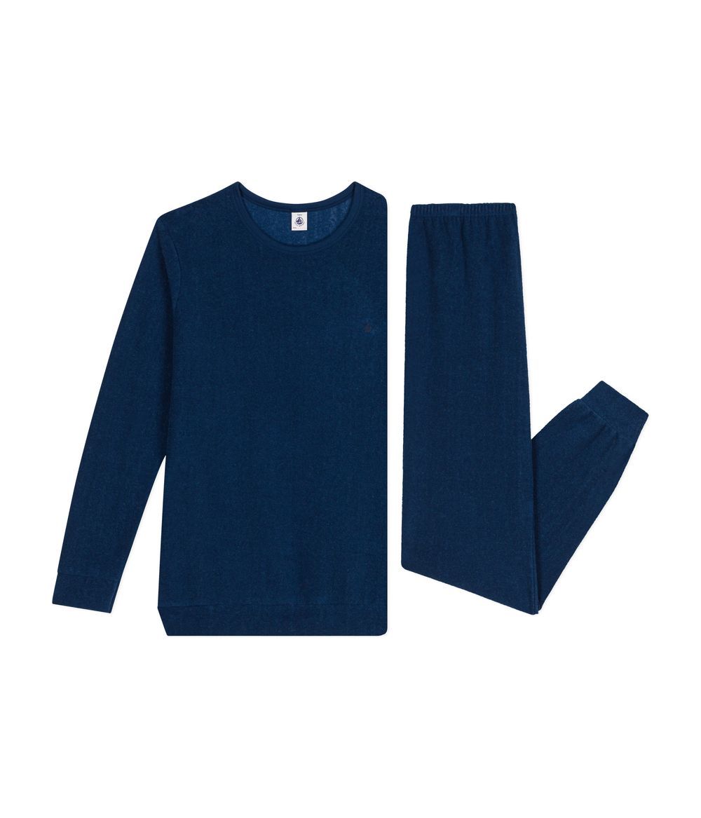 Petit Bateau - 2pc-Set - Plain junior T-Shirt And Pyjamas In Terry Towelling - Incognito