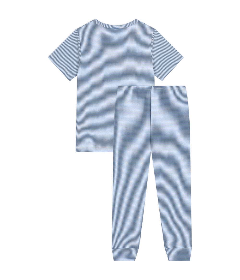 Petit Bateau - 2pc-Set - Children's Stripy Cotton T-Shirt And Pyjamas - Beach/Marshmallow