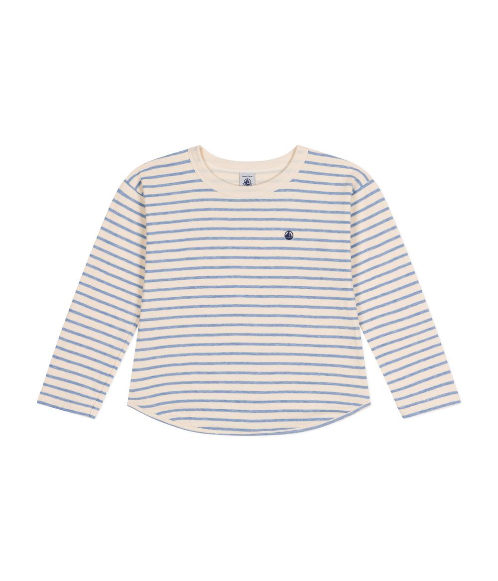 Petit Bateau - Tee Shirt Ml - Avalanche/Sky Chine White/Blue