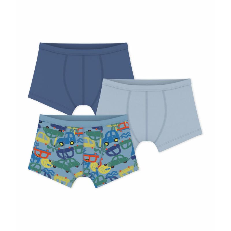 طقم بوتي باتو - 3 قطع - سراويل بوكسر للأولاد مطبوعة برسومات سيارات مع حزام خصر مغطى - متعدد الألوان