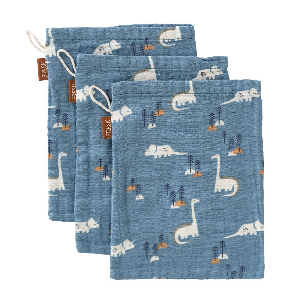 Fresk - Organic Cotton Washcloth Set - Dino - Pack of 3