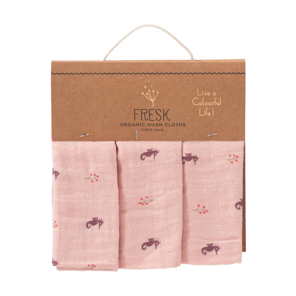 Fresk - Organic Cotton Washcloth Set - Seahorse - Pack of 3