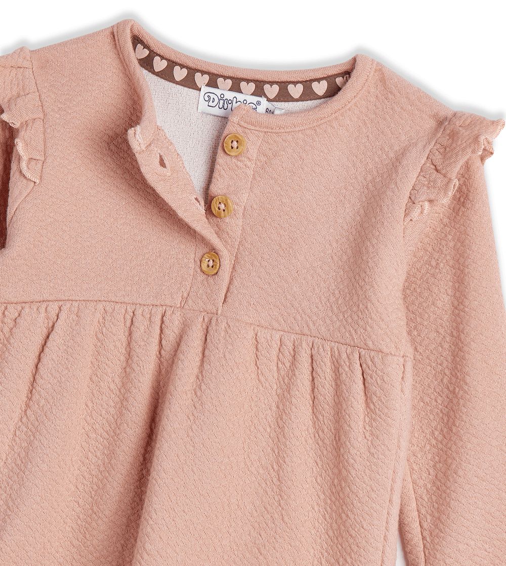 Dirkje - Girl's Long Sleeve Dress - Dusty Pink