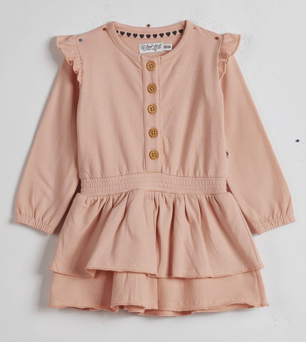 Dirkje - Girl's Layered Frill Dress - Blushed Pink