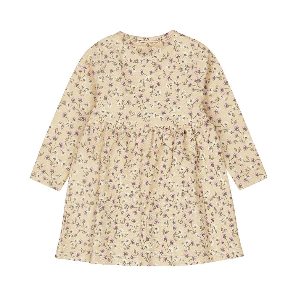 Dirkje - Girl's Printed Floral Dress - Dark Sand