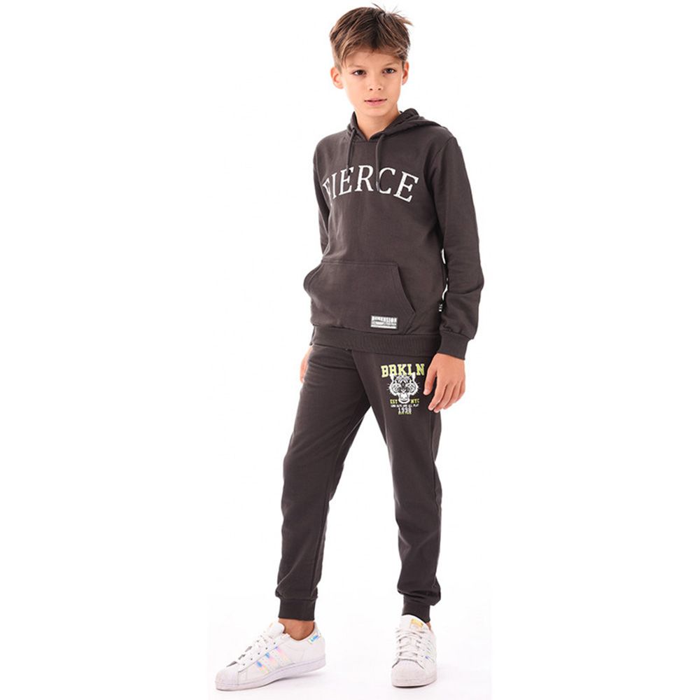 Urbasy - 2pc-Set - Cotton Sweatjacket With Joggers - Dark Grey