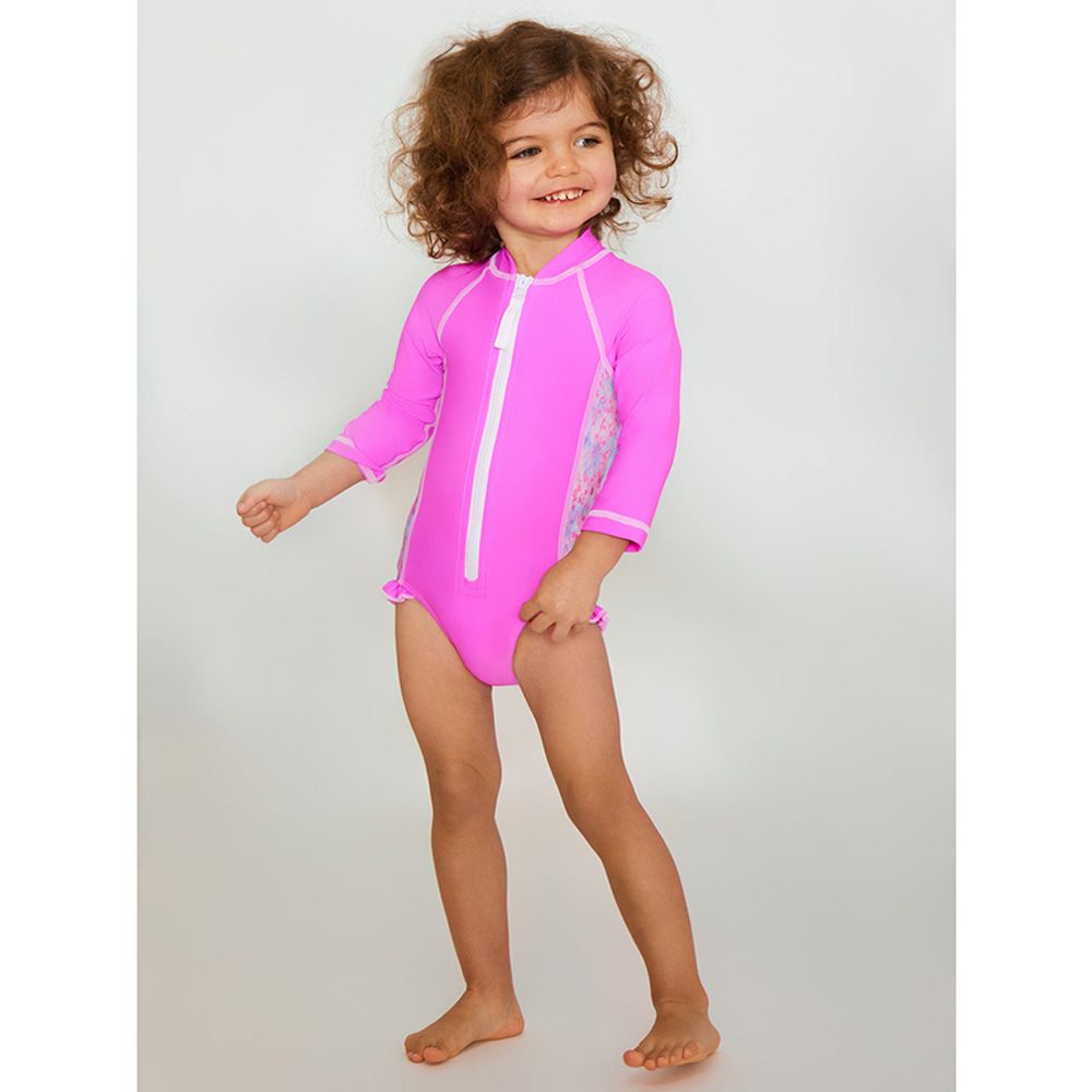 Coega Sunwear - Baby Girl Surf Suit - Purple Abstract Drops