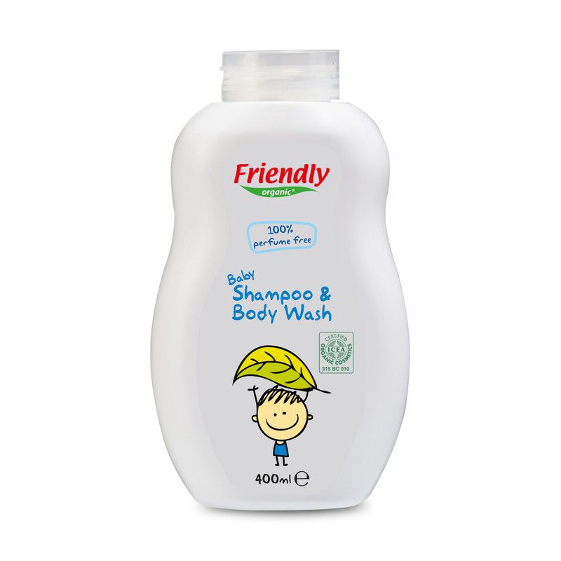 Friendly Organic - Perfume-Free Baby Shampoo & Body Wash 400ml -  Clear