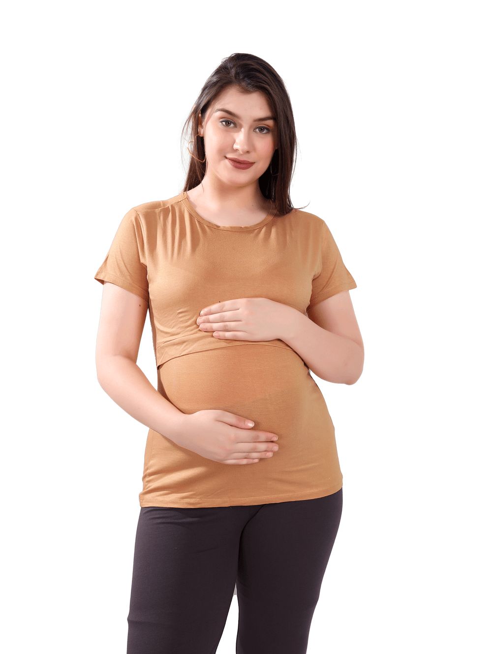 Tummy - Maternity And Nursing Pull-On Top - Beige