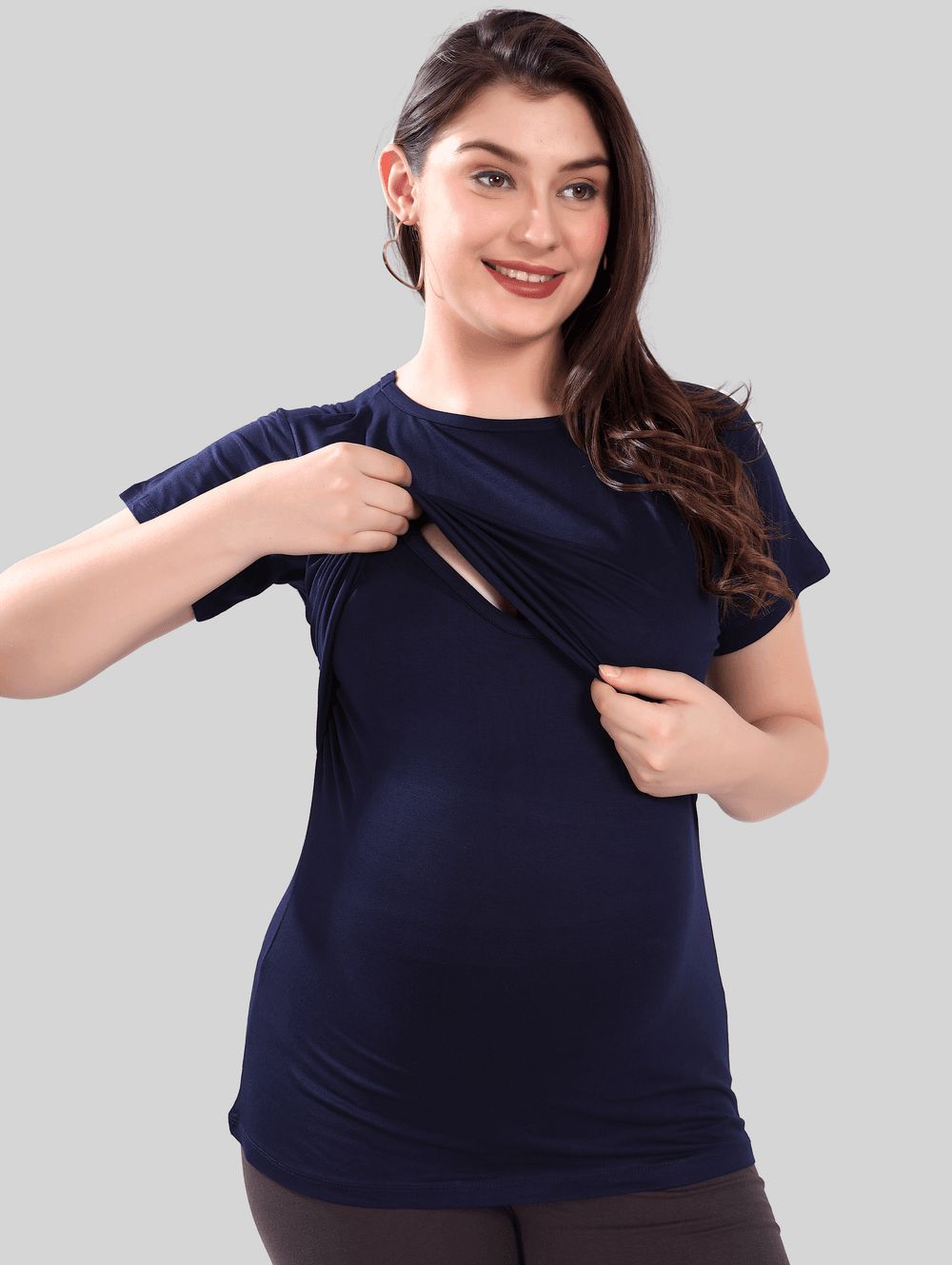 Tummy - Maternity And Nursing Pull-On Top - Blue