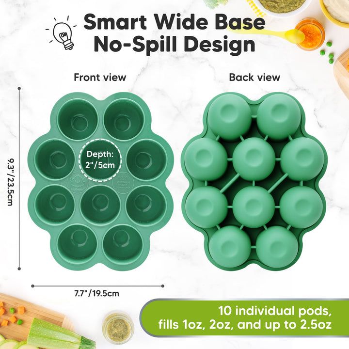 Keababies - Prep Silicone Baby Food Tray - Alpine Green