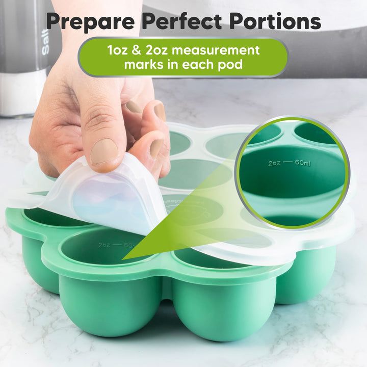 Keababies - Prep Silicone Baby Food Tray - Alpine Green