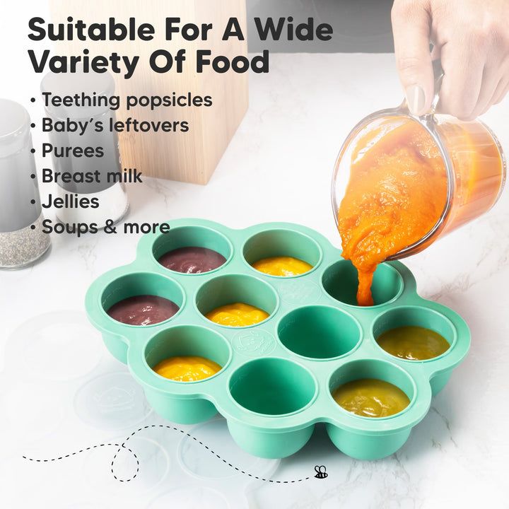 Keababies - Prep Silicone Baby Food Tray - Alpine Green