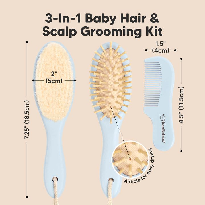 Keababies - Baby Hair Brush & Comb Set - Frost