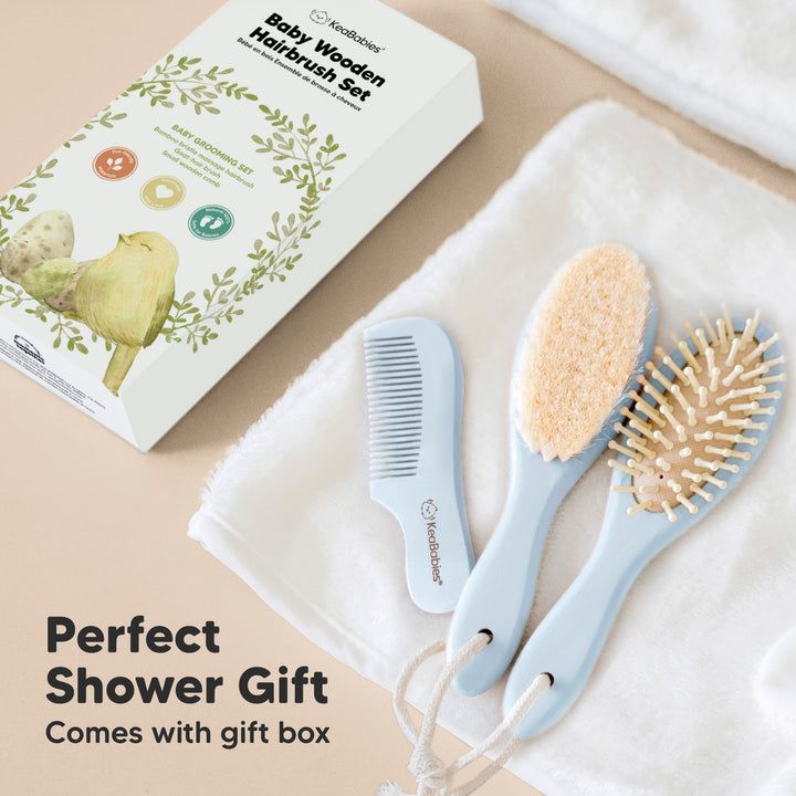 Keababies - Baby Hair Brush & Comb Set - Frost