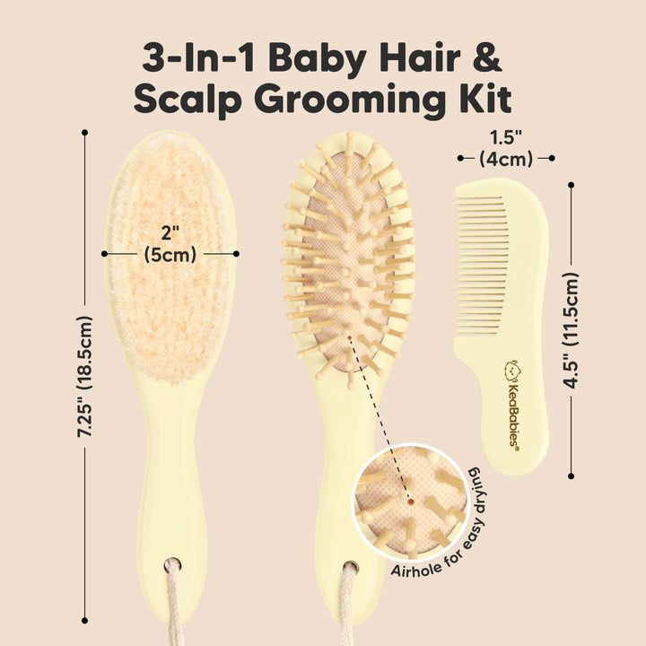 Keababies - Baby Hair Brush & Comb Set - Ivory